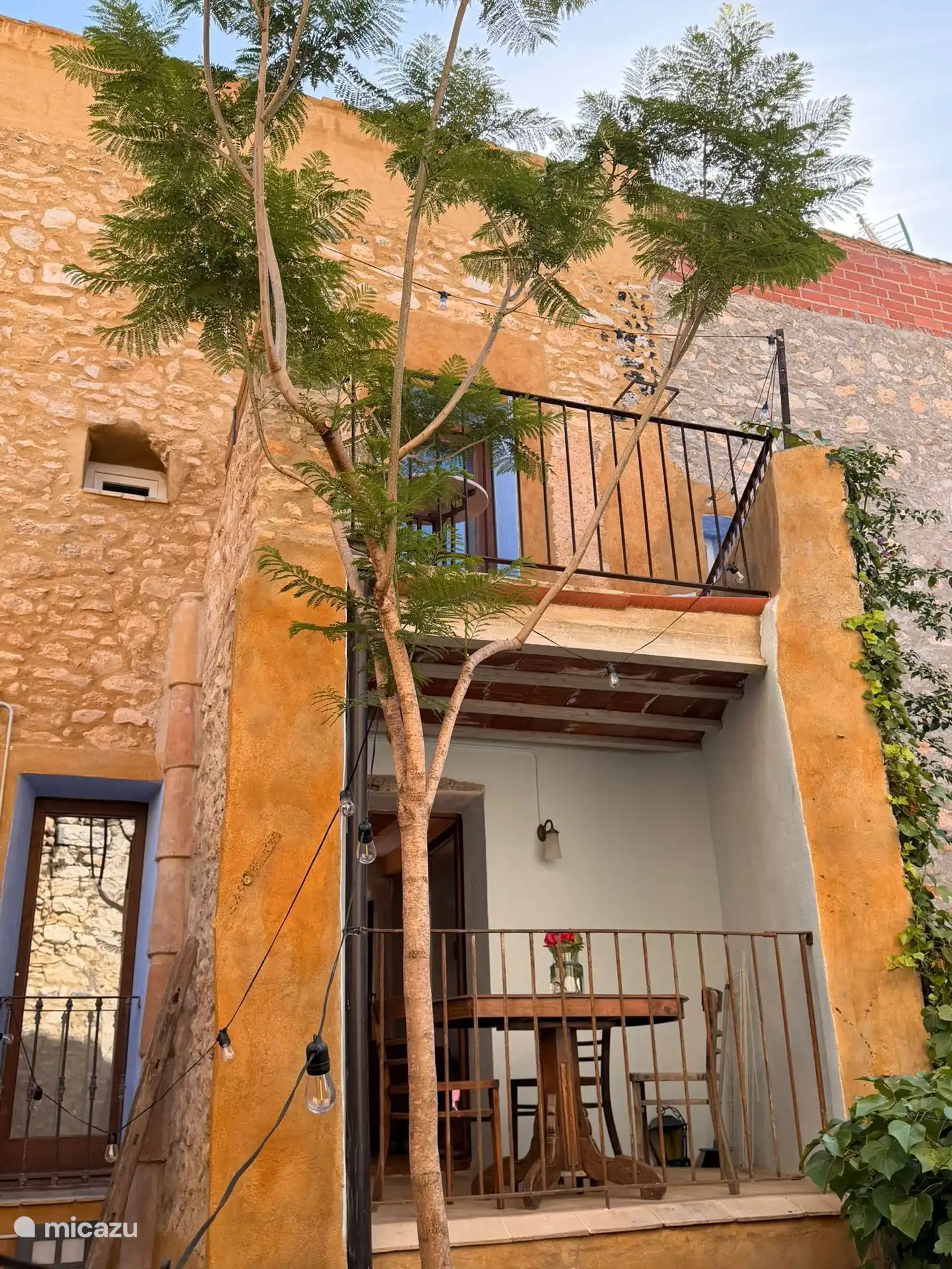 Patio overlooking balconies