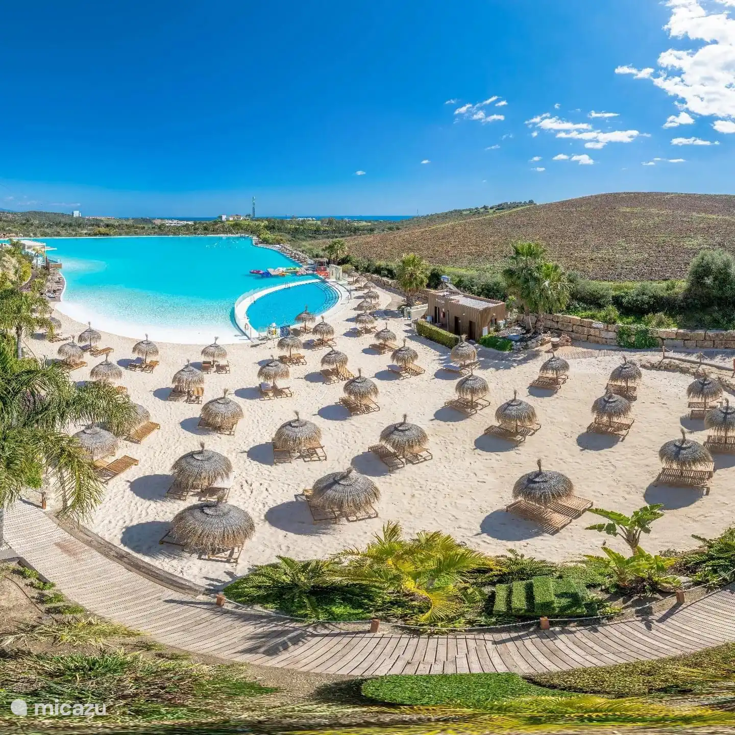 Alcazaba Lagoon, only 3 min by footh from our apartment. Unlimited free entrance for our renters 