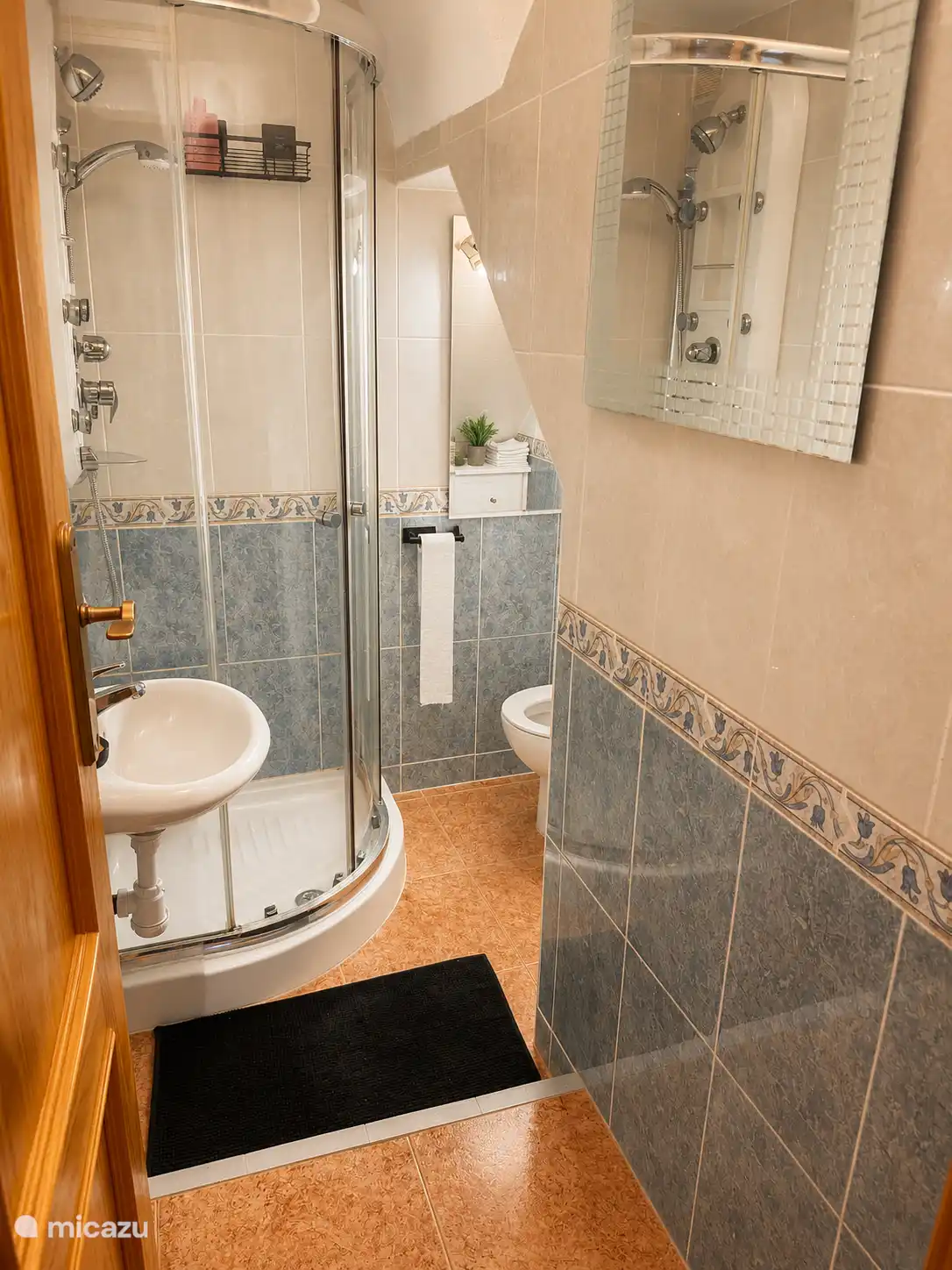 El Pequeno. De kleinste badkamer beneden. Voor snel afspoelen en de snelle boodschap. Pas op met je hoofd. :) 