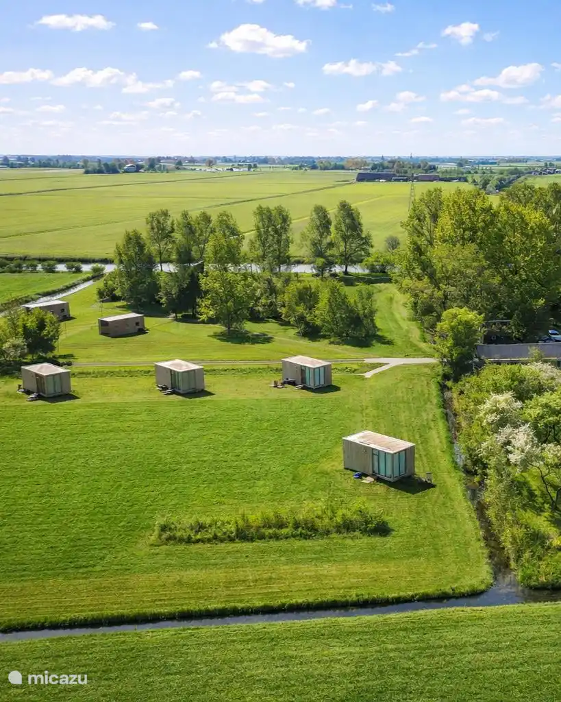 De weidesuites verspreid in het groene weiland