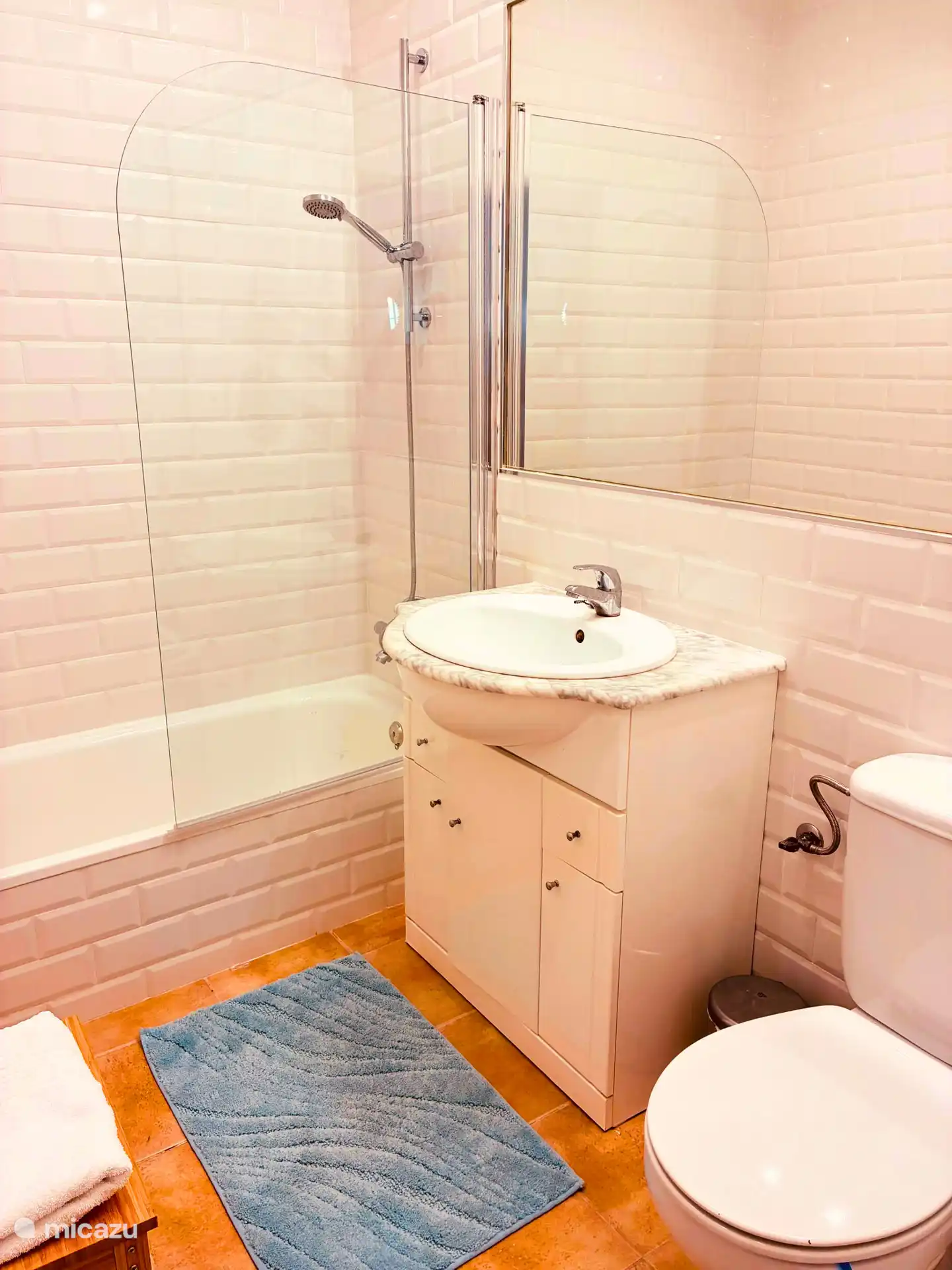 Bathroom with bath, shower, toilet and sink