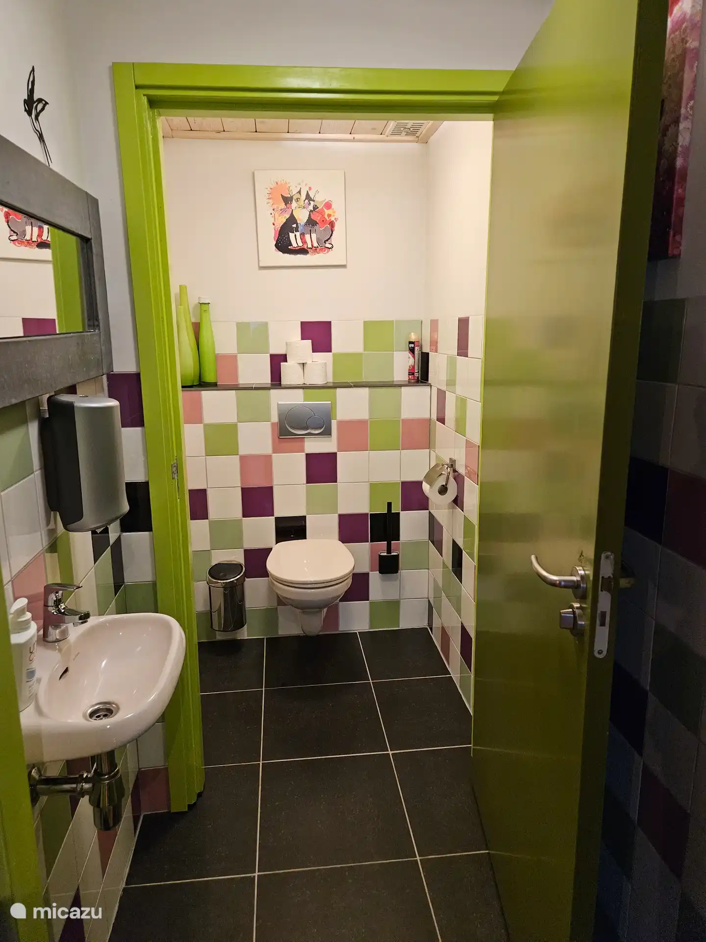 Zeer kleurig (en schoon) toilet.