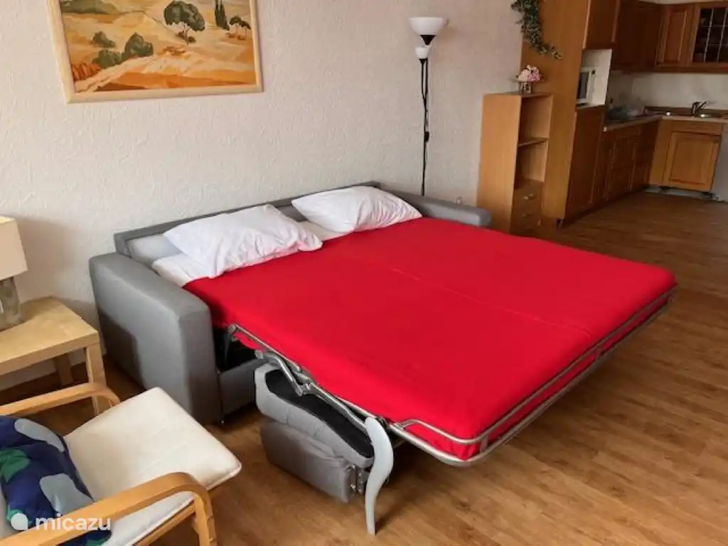 zitbank als bed uitgeklapt