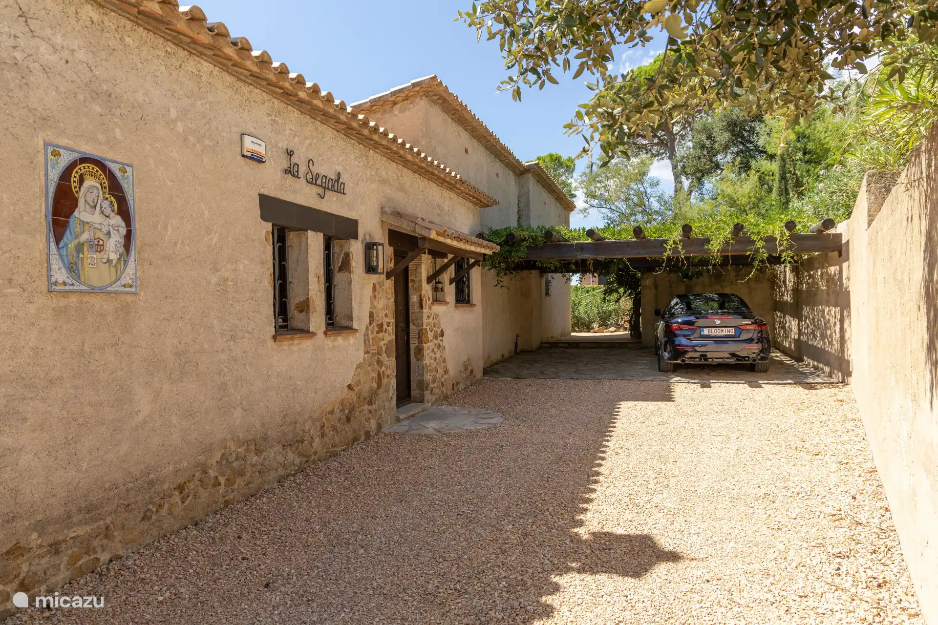 Private Einfahrt mit Carport für 2 Autos