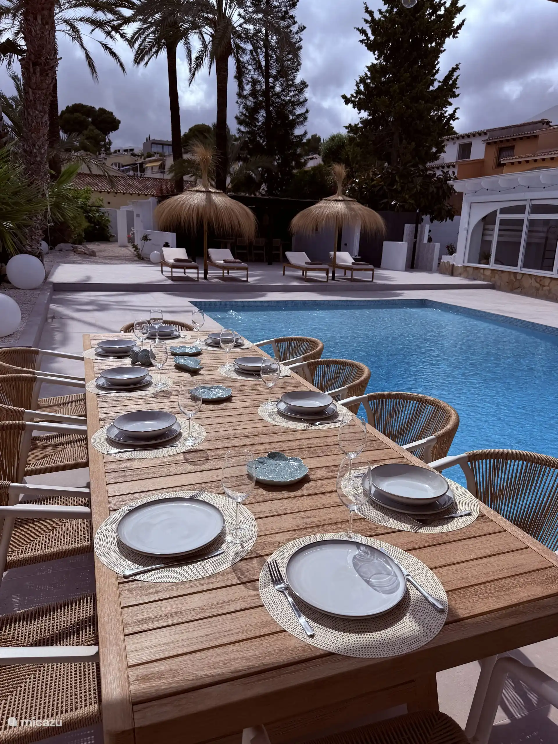 Dining table outside under veranda