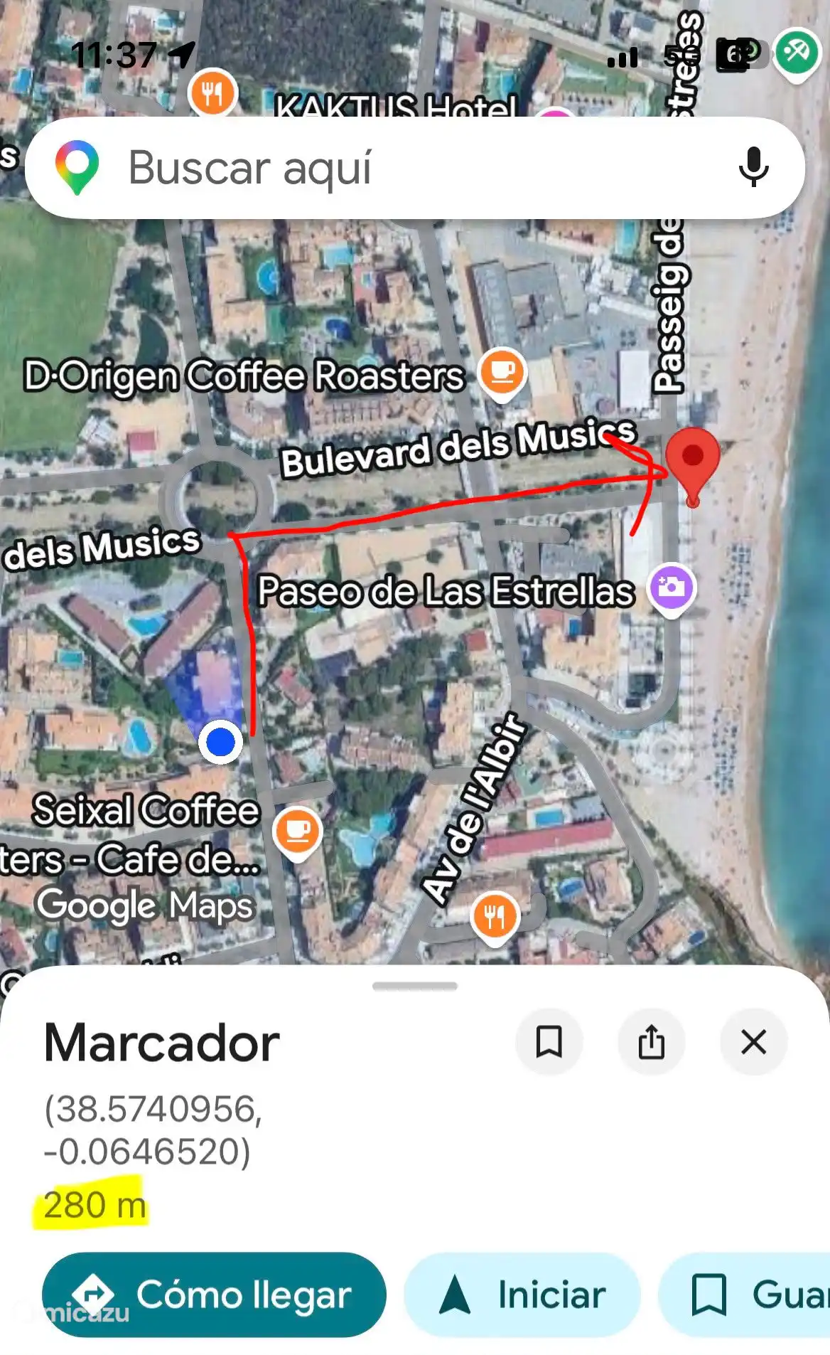 Ubicacion. Distancia a la playa