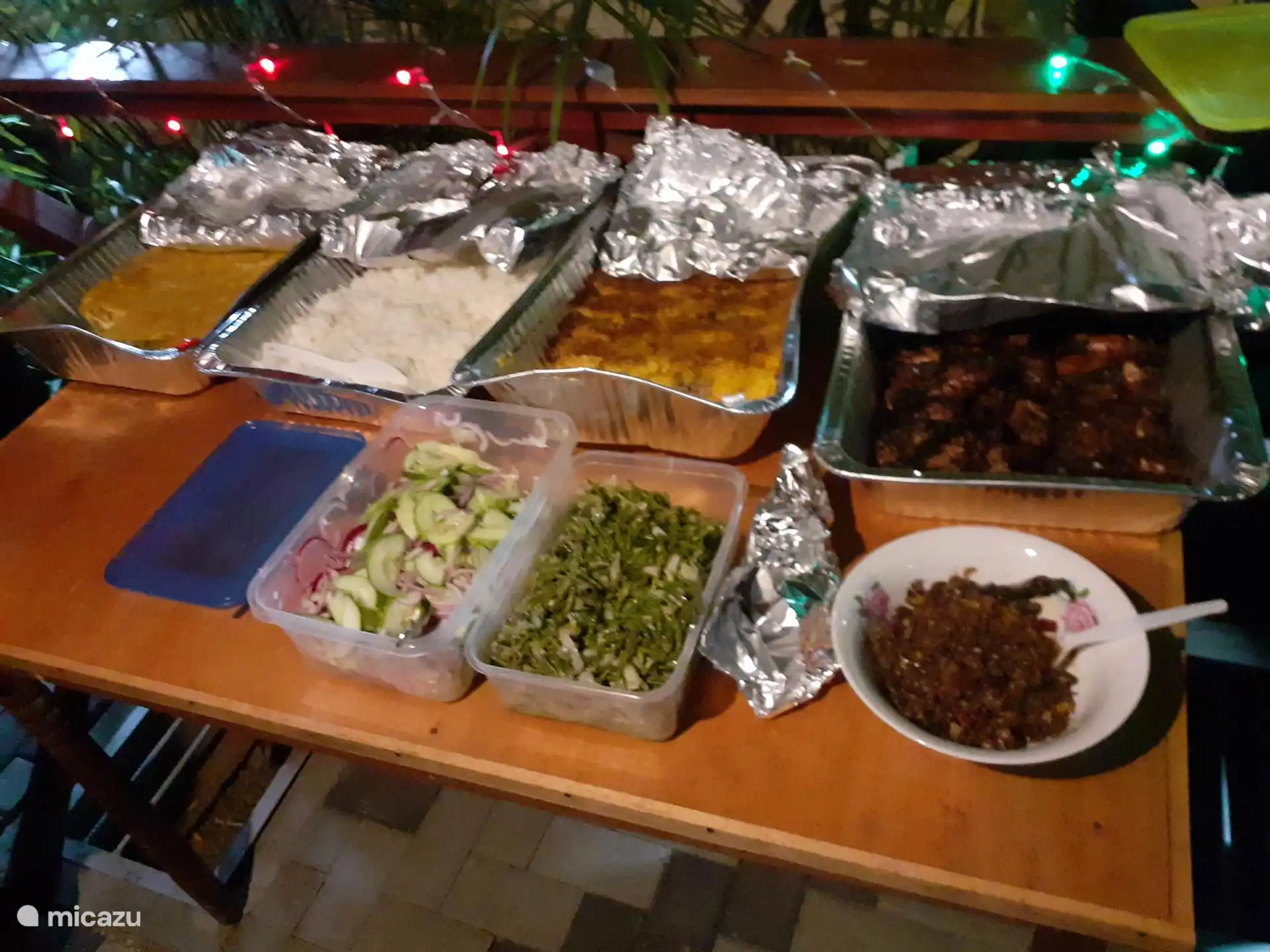 Food during the end-of-year celebration for staff, guests and neighbours