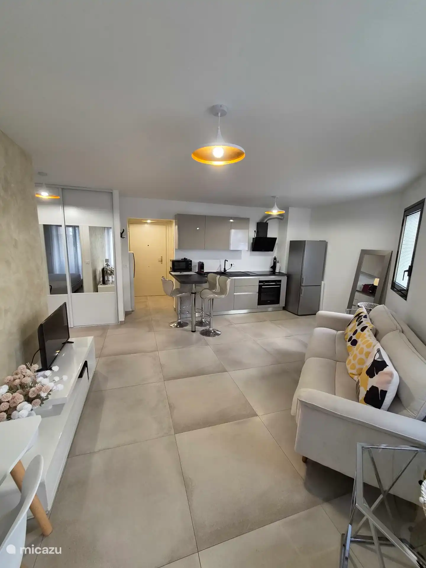 Woonkamer, keuken en ingang 