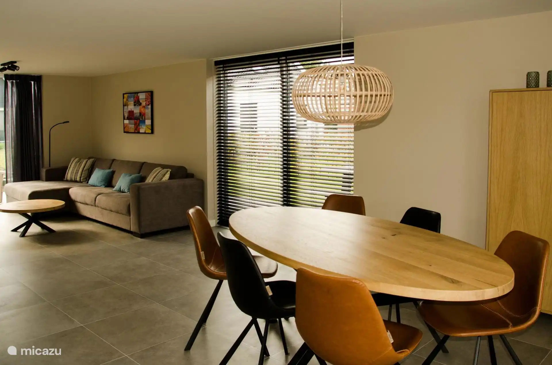 Dining area and living room