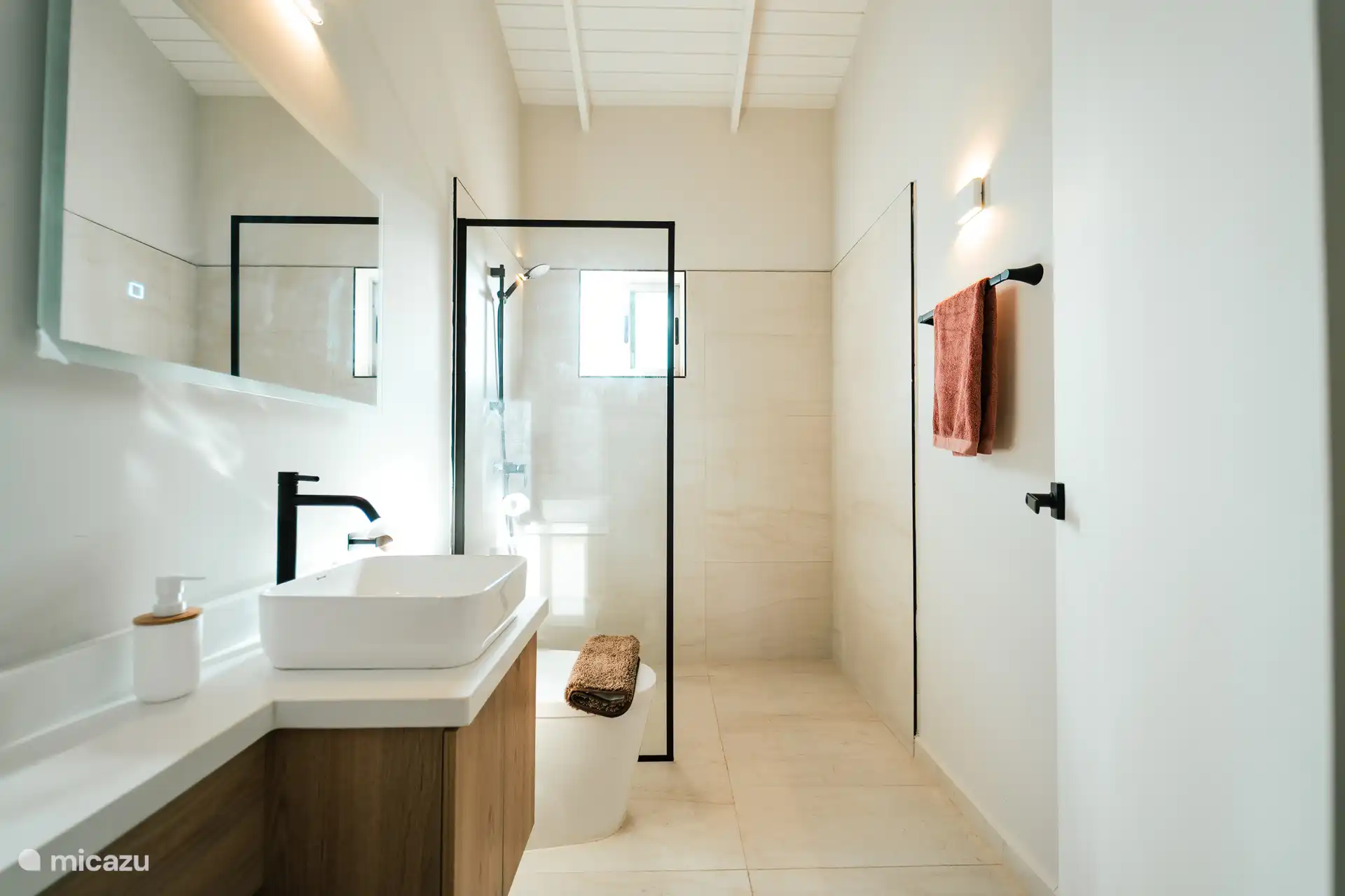 Badkamer 2 met douche, wastafel en toilet