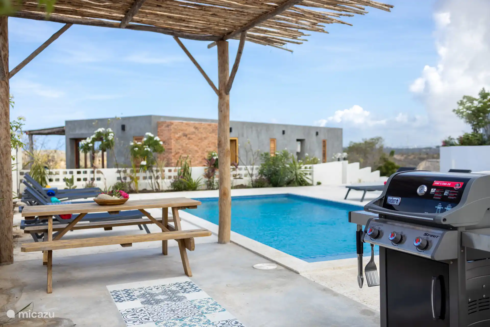 Gedeelde BBQ plek bij het zwembad.