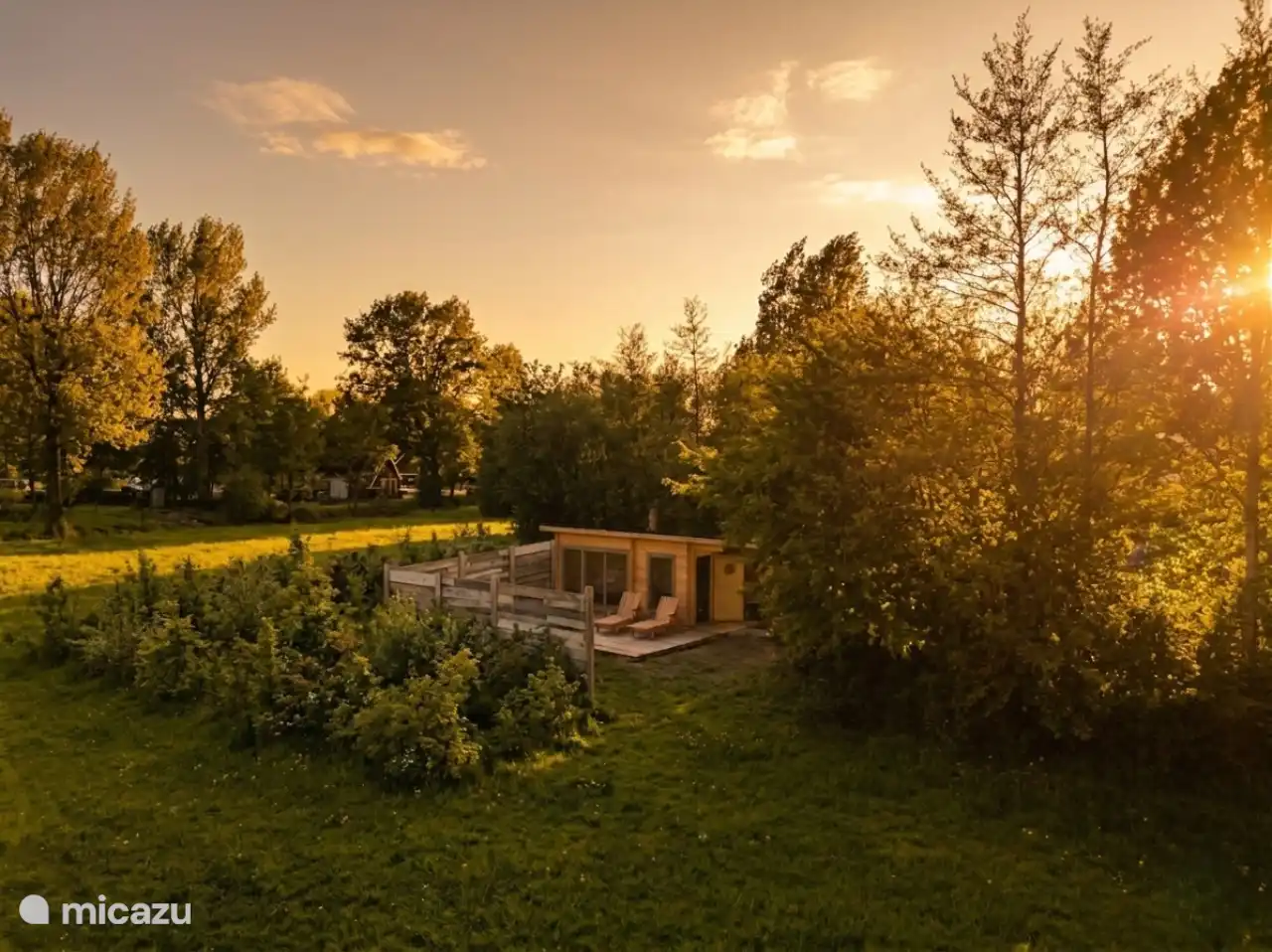 La sauna de la finca al atardecer