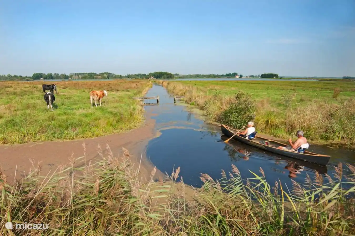 Navegando en canoa por las zanjas alrededor de Weidum