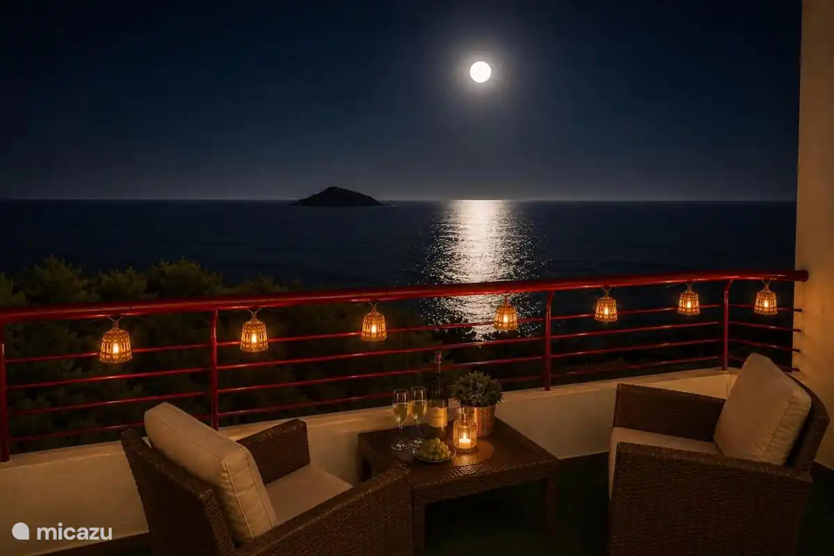 Full moon night over the sea from the terrace