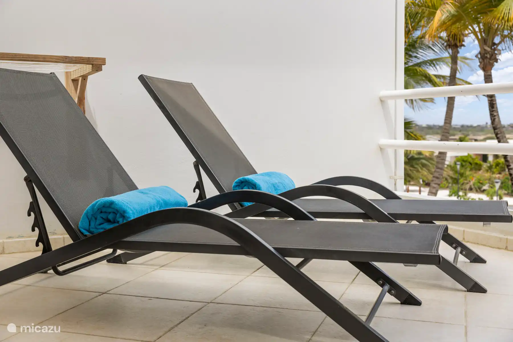 ruim balkon met uitzicht op zee