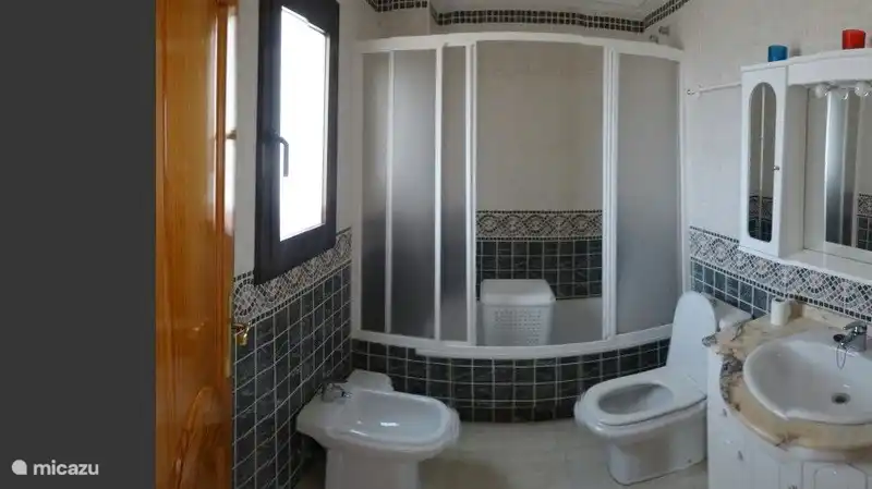 cuarto de baño con lavabo, inodoro, bidé. baño y ducha