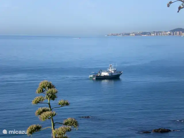Lekker naar Spanje huren in Spanje, Costa del Sol, Benalmádena - appartement Direct aan de middellandse zee, dichterbij is niet mogelijk. Geniet van het geluid van de zee en het uitzicht op de visserbootjes soms dolfijnen en de kustlijn van Fuengirola.
