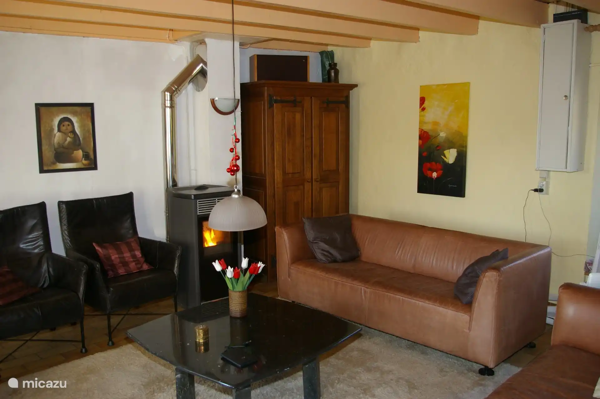 salon avec poêle à granulés