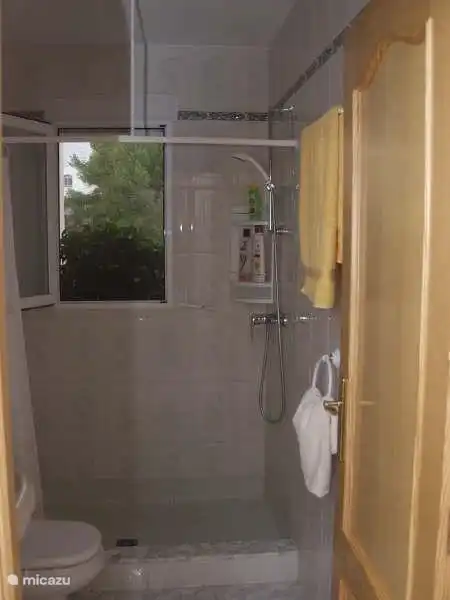 Salle de bain dans chambre azur, douche et wc et électr.cv