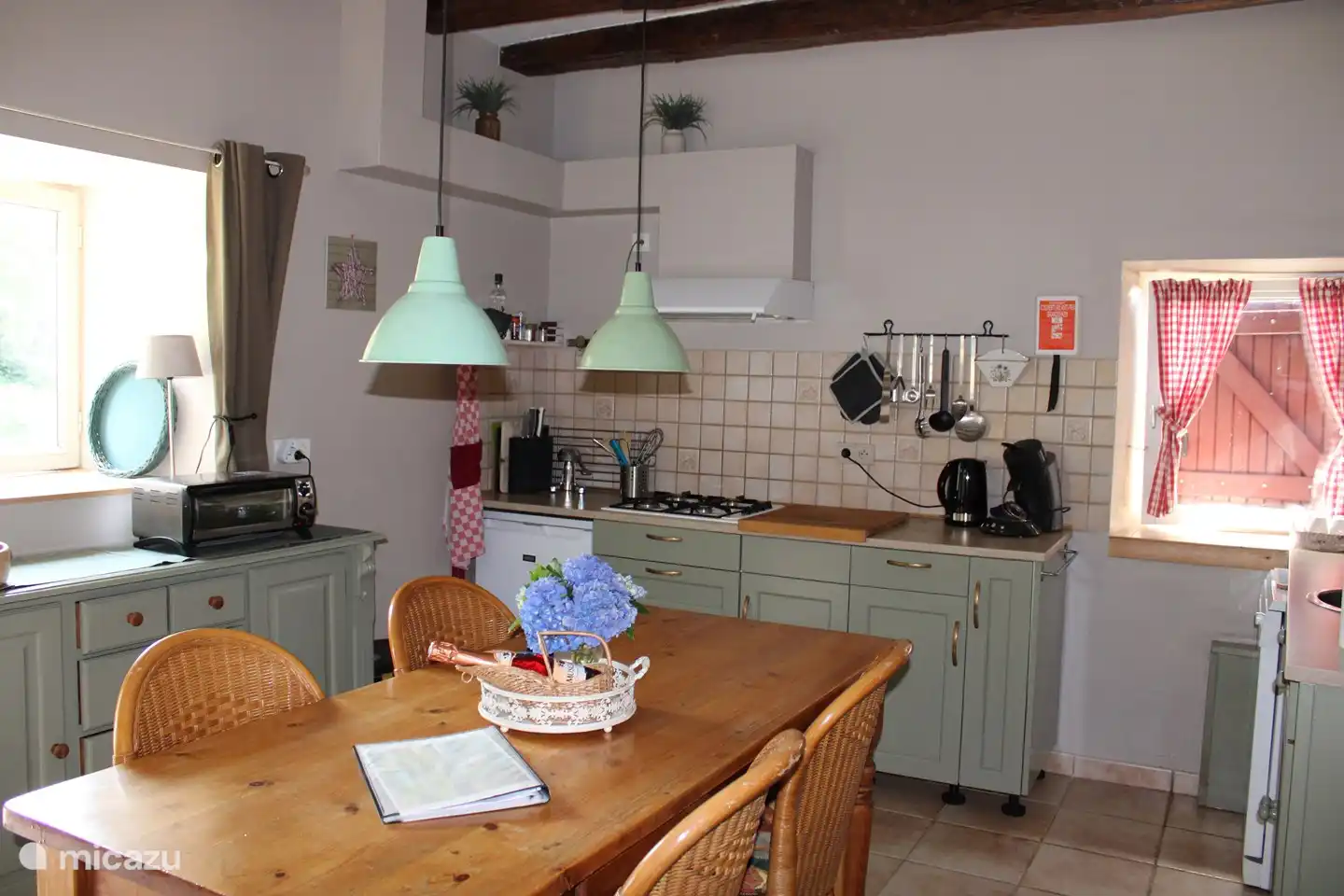 with spacious dining table, now with 4 chairs, there are 6 chairs 