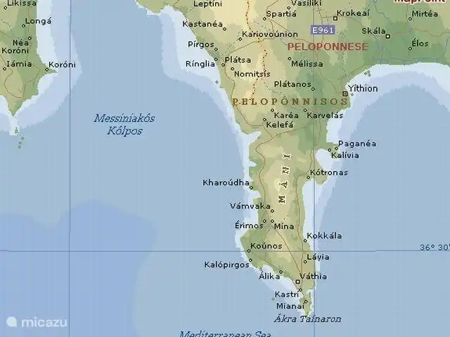 Paradisi Edo en Grecia, Peloponeso, Germa - casa vacacional Germa se encuentra entre Karea y Kelefa (no se muestra como una aldea en este mapa antiguo).