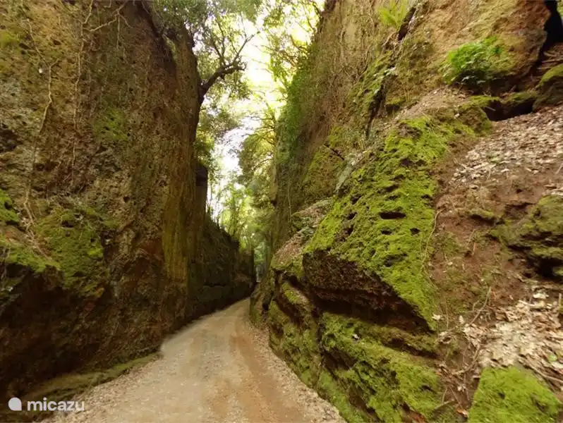 Sorano, Via Cava: schöner Spaziergang durch diese alte Straße auf die andere Seite.