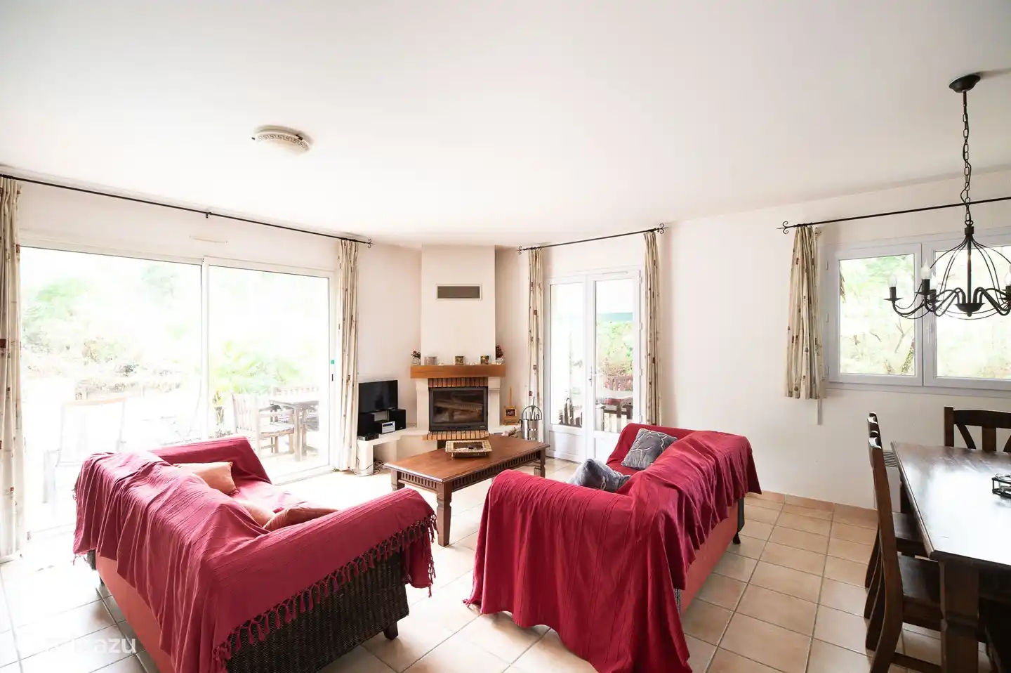 Woonkamer met open haard, 45 m2