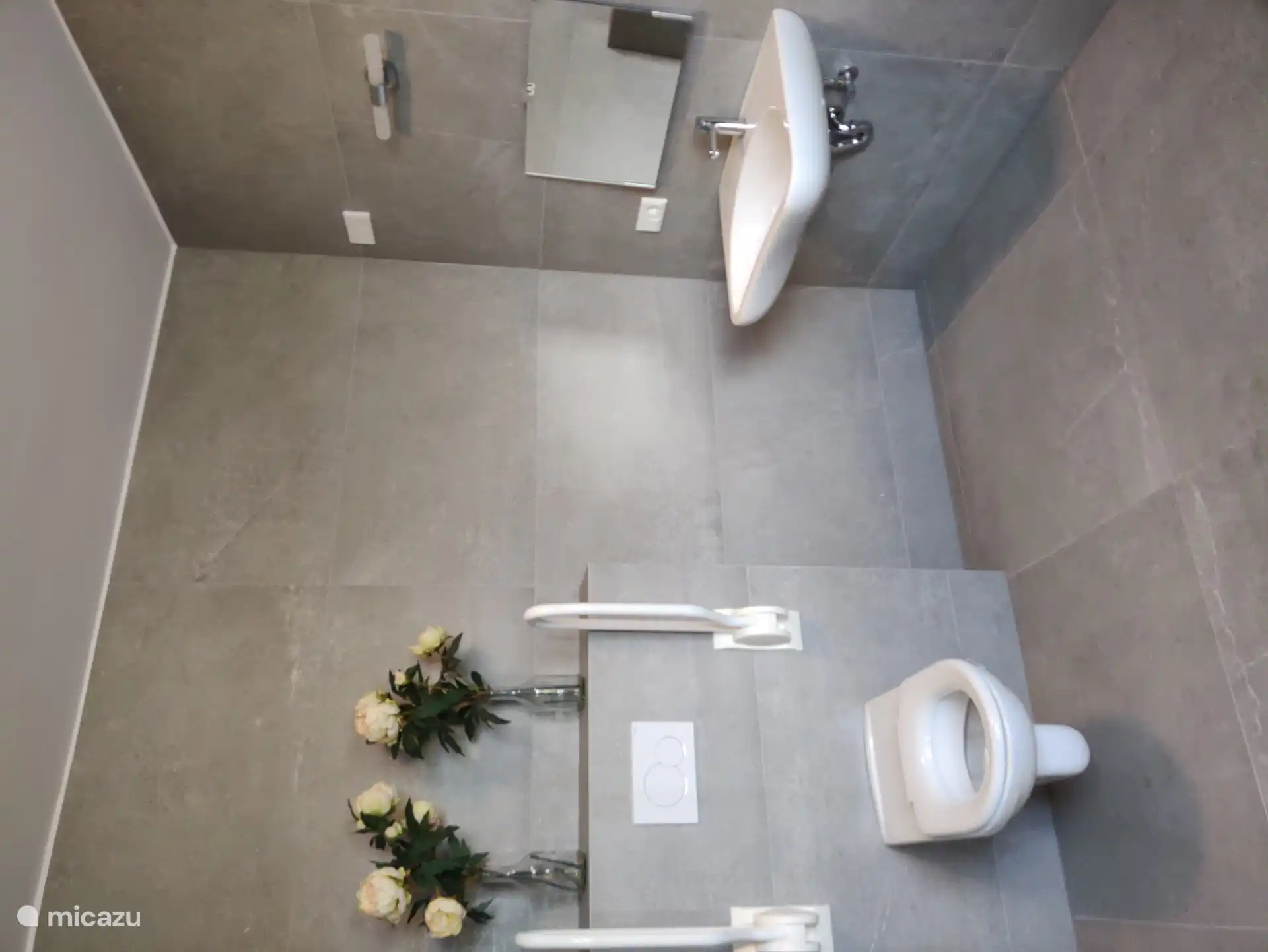 Geräumiges WC, Dusche, Waschgelegenheit, auch behindertengerecht