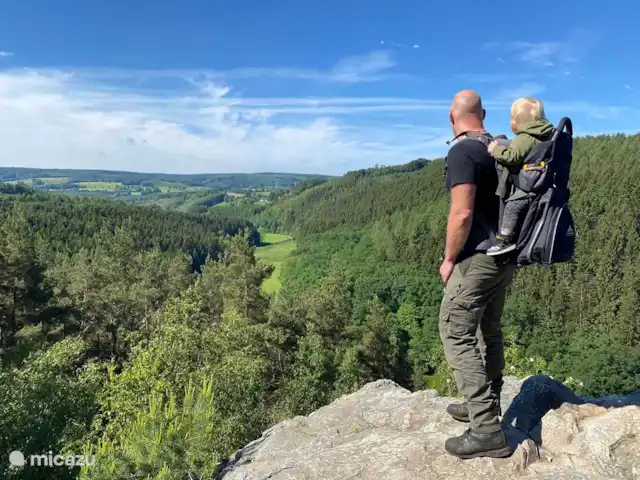 Location de Vacances Belgique, Ardennes, Waimes, chalet - Chalet Pont du Waud Rocher de Falize; vue unique depuis ce rocher escarpé à proximité de Bellevaux. De là une belle balade dans la vallée où se rejoignent e Amblève et Warche.