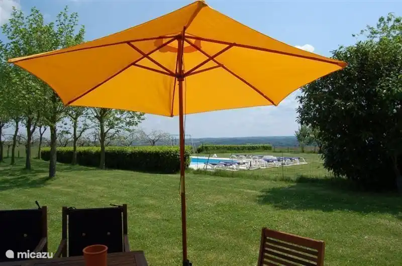Patio overlooking pool area