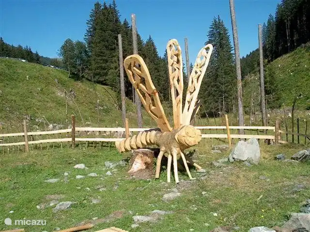 Houtpark nabij Teufelswasser. Leuk voor de kinderen. Mogelijkheden om je eigen wandelstok te maken.