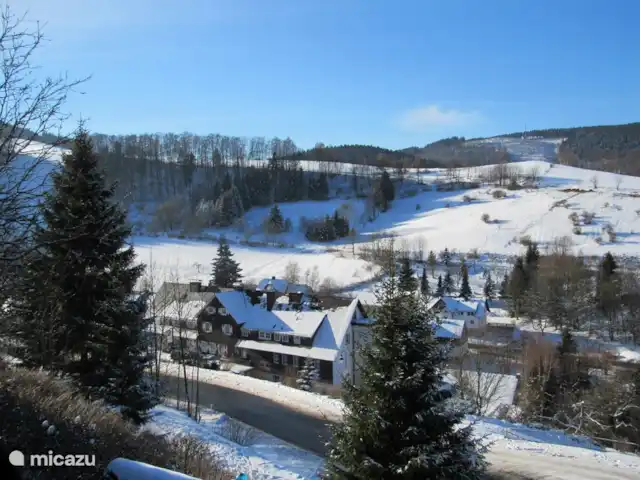 Haus Schwalefeld huren in Duitsland, Sauerland, Willingen - appartement winters uitzicht vanaf balkon