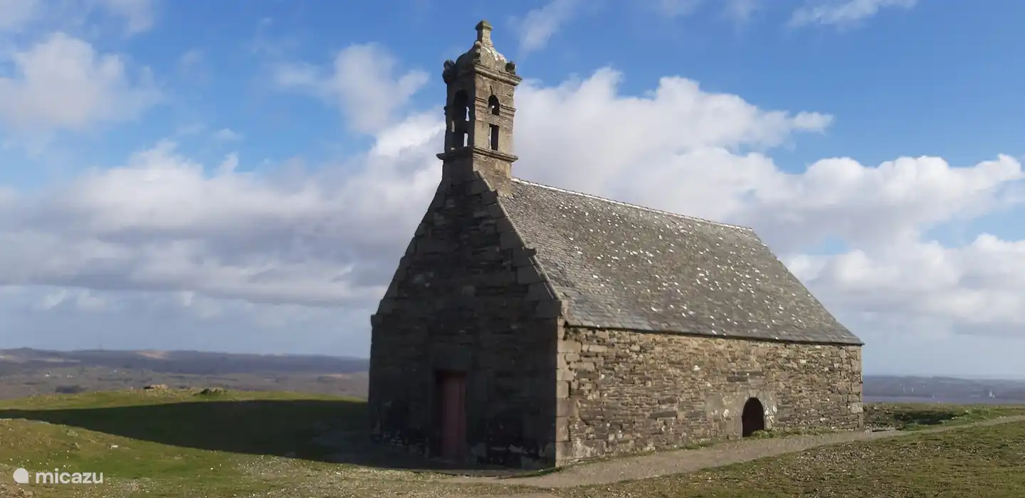 lonely standing chapel on the mountain mont St Michel, with a magnificent view. You come across it when you drive through Pleyben towards Morlaix. Finistere is beautiful!!!