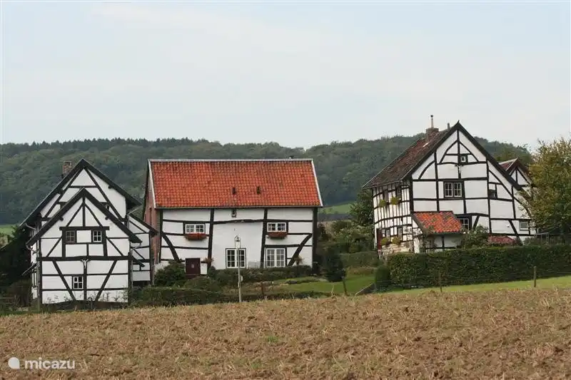 Eine charakteristische Gruppe von Fachwerkhäusern als Plate in Terziet, einem Weiler in der Nähe Epen. Nostalgie pur sang!