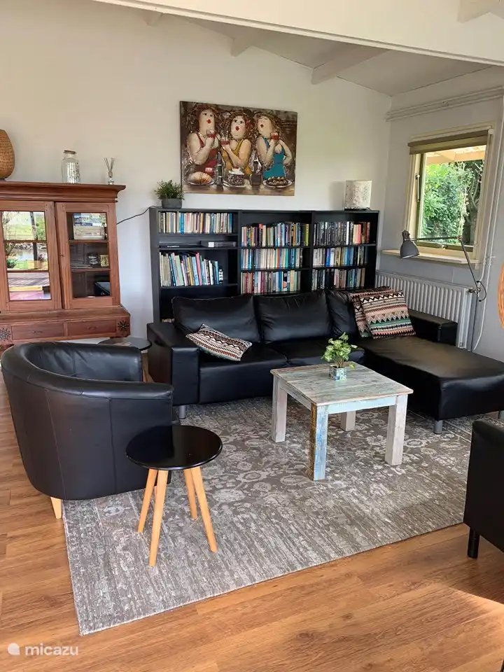 En el salón una librería bien surtida y juegos