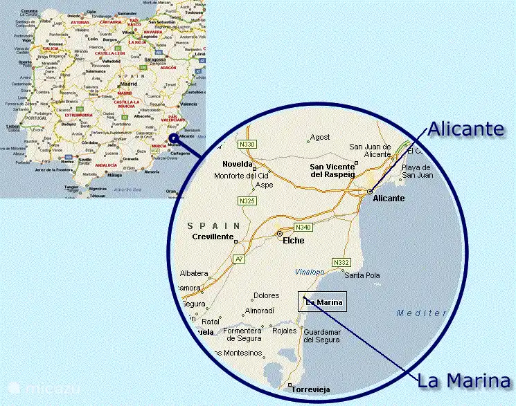 La Marina ligt tussen Guardamar en Santa Polo. 20 minuten vanaf Alicante airport.