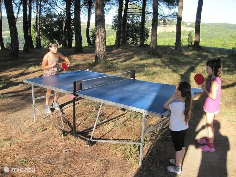 Table de ping-pong avec une vue imprenable sur le paysage toscan. Le tennis de table est bien sûr aussi très amusant pour les adultes !