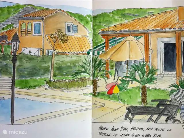 Les Palmiers à Vallon en Ardèche | France, Ardèche, Vallon-Pont-d'Arc - villa Impression artistique d'un de nos locataires!