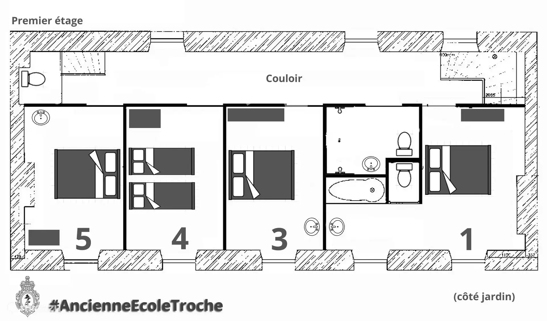 Grundriss des Schlafzimmerbodens. 