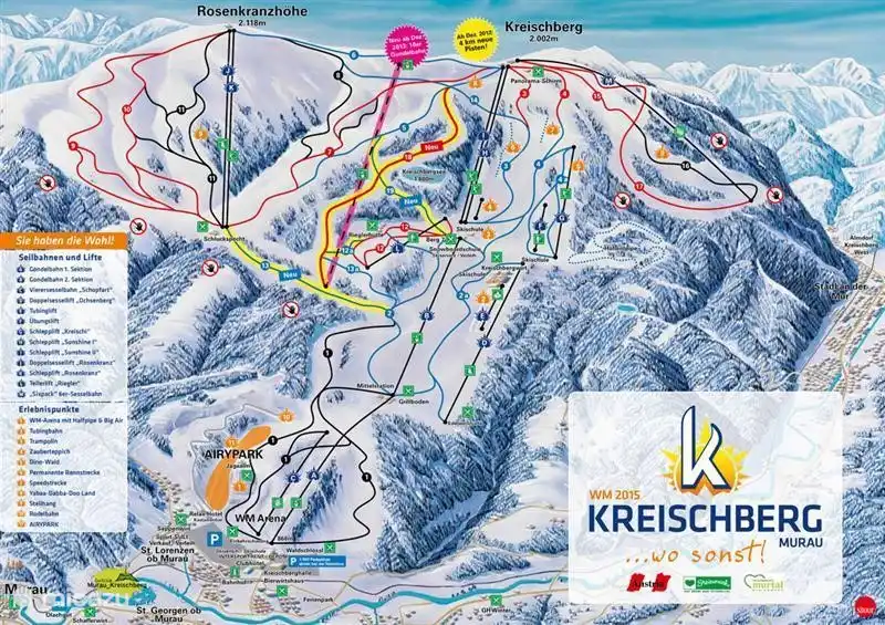 Resumen de todas las pistas en Kreischberg.