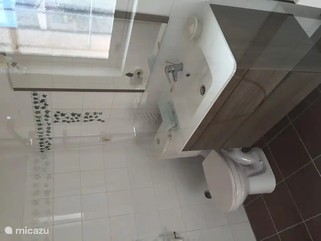 Badezimmer im 1. Stock mit Dusche, Waschbecken und Toilette