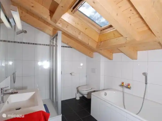 Chalet Panoramamix | Suisse, Valais, Torgon - chalet Salle de bain moderne et spacieuse avec douche, baignoire et WC