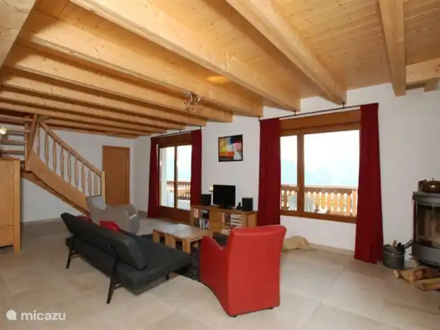 Chalet Panoramamix | Suisse, Valais, Torgon - chalet Salon attrayant avec accès au grand balcon et à la terrasse supérieure