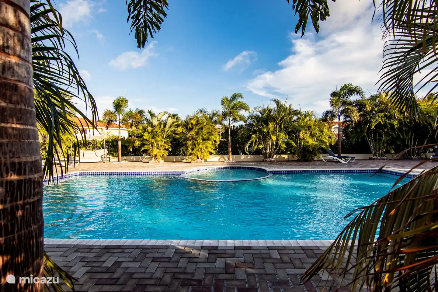 Der Pool mit dem Haus im Hintergrund