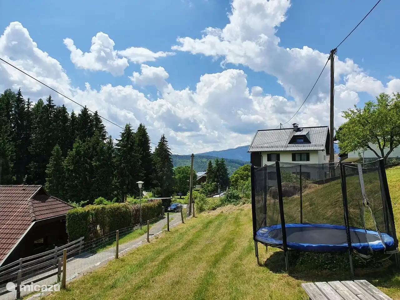 Blick vom Haus auf den Garten zum Goldeck
