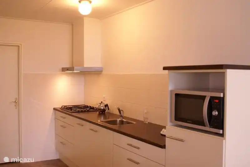 Open keuken, compleet ingericht, met combi-magnetron en vaatwasser.