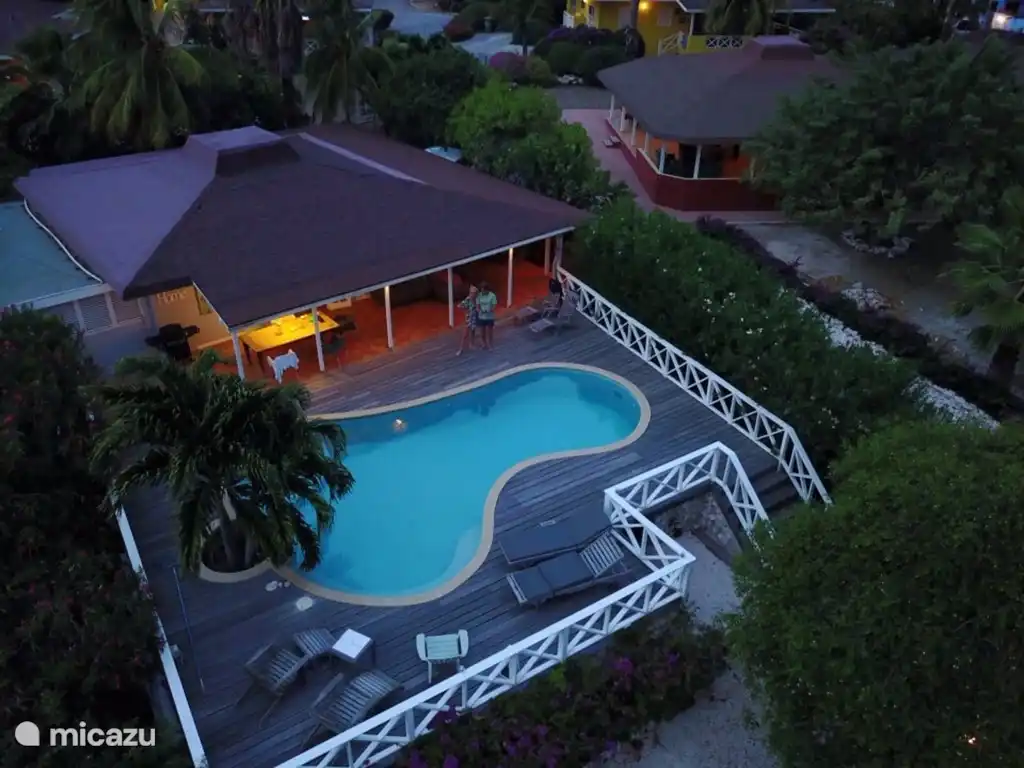 Casa Troepial from the sky at evening light.