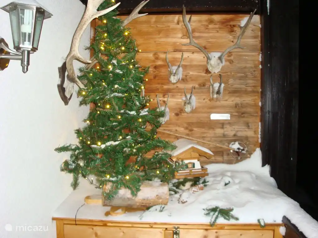 Balkon in kerstsfeer.