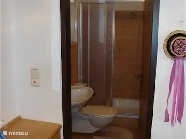 Walchsee Hasewinkel | Autriche, Tyrol, Walchsee - appartement Salle de bain de l'appartement avec douche, WC et lavabo