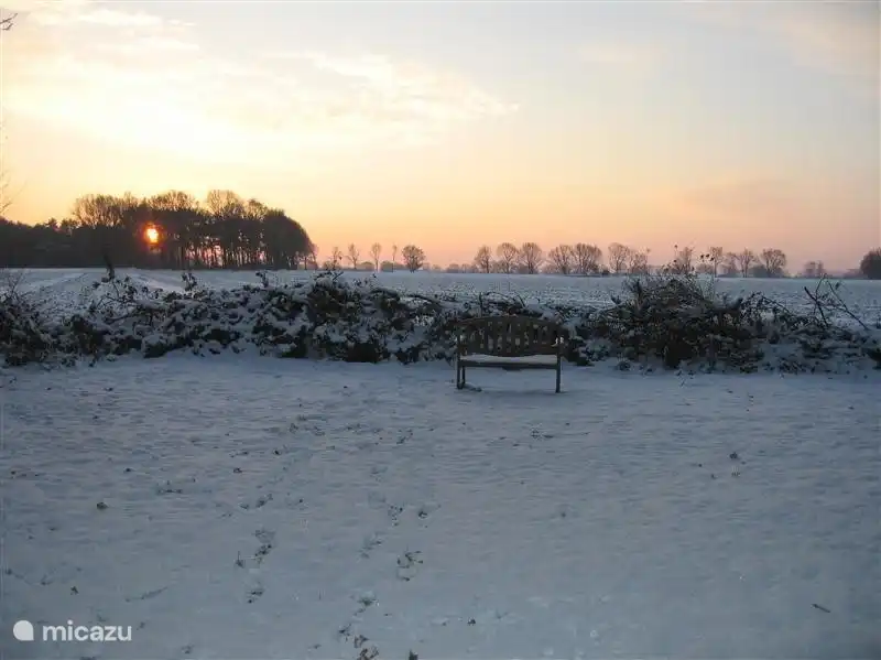 Hinter auf dem Land. In der Ferne liegt Kessel und die Maas.